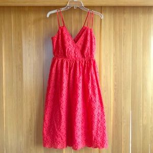J. Crew Double Strap Midi Dress - Fiery Sunset Red